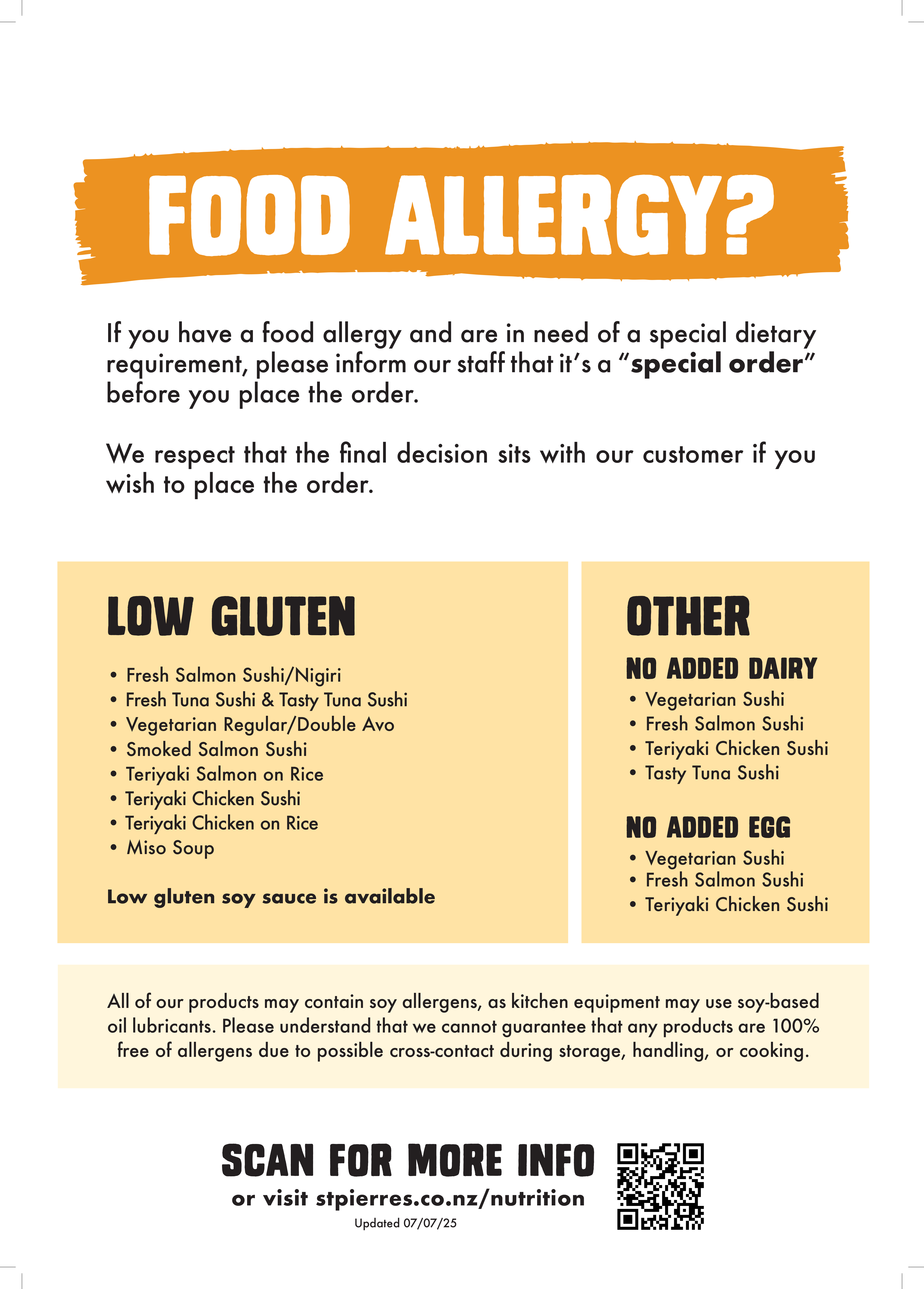 2025 July   Food Allergy A4 Sign V4